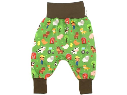 Kleine Könige Pumphose Baby Jungen Hose · Modell Bauernhof Happy Farm grün, braun · Ökotex 100 Zertifiziert · Größe 50/56 von Kleine Könige