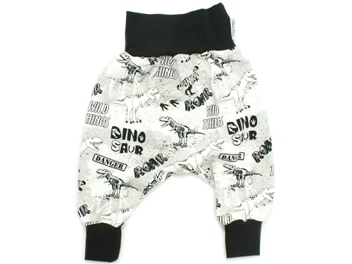 Kleine Könige Pumphose Baby Jungen Hose · Modell Dino Dinosaurier Roar hellgrau, schwarz · Ökotex 100 Zertifiziert · Größe 86/92 von Kleine Könige