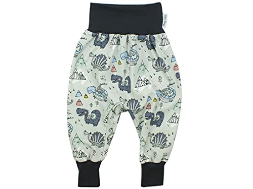 Kleine Könige Pumphose Baby Jungen Hose · Modell Dino Drache Arthur grau, dunkelgrau · Ökotex 100 Zertifiziert · Größe 122/128 von Kleine Könige