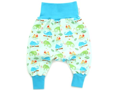 Kleine Könige Pumphose Baby Jungen Hose · Modell Eidechse Raupe Krabbeltiere Aqua, türkis · Ökotex 100 Zertifiziert · Größe 62/68 von Kleine Könige