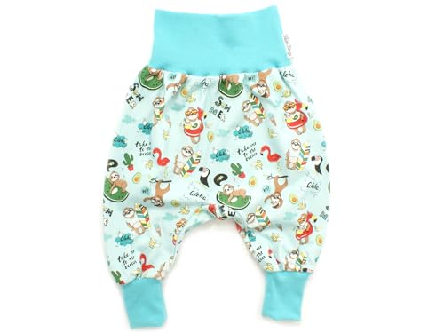 Kleine Könige Pumphose Baby Jungen Hose · Modell Faultier Flamingo Aloha Aqua, türkis · Ökotex 100 Zertifiziert · Größe 110/116 von Kleine Könige