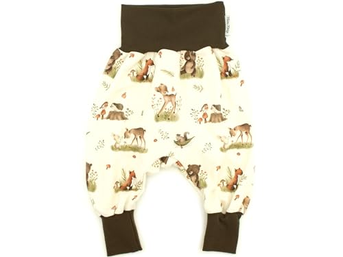 Kleine Könige Pumphose Baby Jungen Hose · Modell Hase REH Waldfreunde, braun · Ökotex 100 Zertifiziert · Größe 74/80 von Kleine Könige