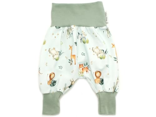 Kleine Könige Pumphose Baby Jungen Hose · Modell Löwe Elefant Animal Kings hellblau, Mint · Ökotex 100 Zertifiziert · Größe 122/128 von Kleine Könige