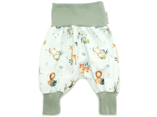 Kleine Könige Pumphose Baby Jungen Hose · Modell Löwe Elefant Animal Kings hellblau, Mint · Ökotex 100 Zertifiziert · Größe 74/80 von Kleine Könige