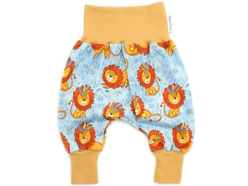 Kleine Könige Pumphose Baby Jungen Hose · Modell Löwe Häuptling Leo hellblau, Camel · Ökotex 100 Zertifiziert · Größe 122/128 von Kleine Könige