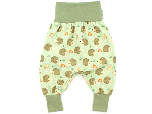 Kleine Könige Pumphose Baby Jungen Hose · Modell Pilze Igel Ignaz grün, Oliv meliert · Ökotex 100 Zertifiziert · Größe 98/104 von Kleine Könige