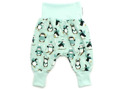 Kleine Könige Pumphose Baby Jungen Hose · Modell Pinguine Winter Winterpinguine, Aqua · Ökotex 100 Zertifiziert · Größe 86/92 von Kleine Könige