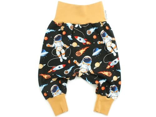 Kleine Könige Pumphose Baby Jungen Hose · Modell Rakete Weltall Raumfahrer Luke schwarz, Camel · Ökotex 100 Zertifiziert · Größe 110/116 von Kleine Könige