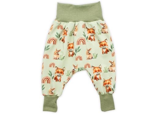 Kleine Könige Pumphose Baby Jungen Hose · Modell Regenbogen Hase Boho Fuchs, Oliv meliert · Ökotex 100 Zertifiziert · Größe 62/68 von Kleine Könige