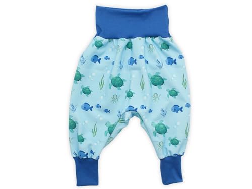 Kleine Könige Pumphose Baby Jungen Hose · Modell Schildkröte Fische Meeresabenteuer blau, Royalblau · Ökotex 100 Zertifiziert · Größe 62/68 von Kleine Könige