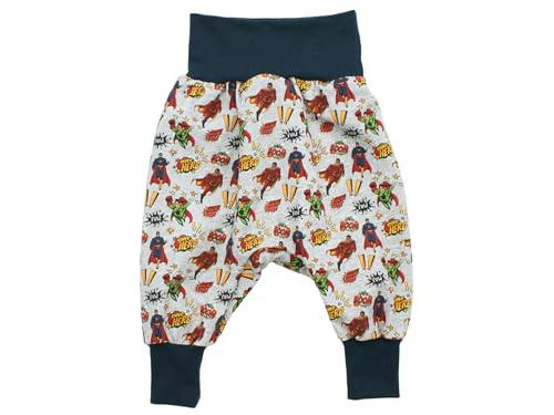 Kleine Könige Pumphose Baby Jungen Hose · Modell Marvel Superman Superheld grau, Marine · Ökotex 100 Zertifiziert · Größe 50/56 von Kleine Könige