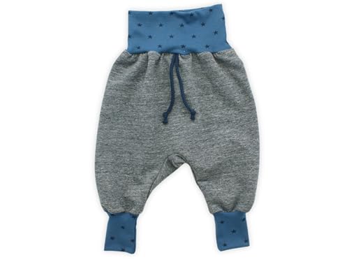 Kleine Könige Pumphose Baby Jungen Hose · Modell Uni Jeansblau meliert mit Kordel, Sterne Jeansblau · Ökotex 100 Zertifiziert · Größe 74/80 von Kleine Könige