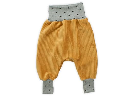 Kleine Könige Pumphose Baby Jungen Hose · Modell Uni Rippjersey senfgelb, Sterne grau schwarz · Ökotex 100 Zertifiziert · Größe 62/68 von Kleine Könige