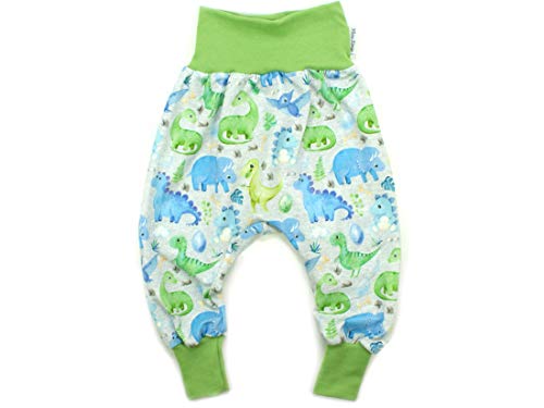 Kleine Könige Pumphose Baby Jungen Hose · Modell Dinosaurier Little Dino hellgrau, Lemon · Ökotex 100 Zertifiziert · Größe 74/80 von Kleine Könige