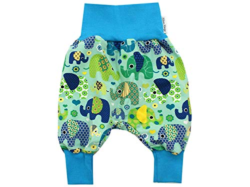 Kleine Könige Pumphose Baby Jungen Hose · Modell Elefantenparty türkis Petrol hell · Ökotex 100 Zertifiziert · Größe 110/116 von Kleine Könige