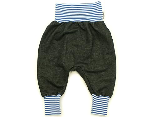 Kleine Könige Pumphose Baby Jungen Hose · Modell Uni jeansjersey schwarz, blau-weiß · Ökotex 100 Zertifiziert · Größe 110/116 von Kleine Könige