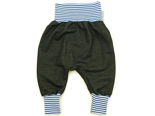 Kleine Könige Pumphose Baby Jungen Hose · Modell Uni jeansjersey schwarz, blau-weiß · Ökotex 100 Zertifiziert · Größe 74/80 von Kleine Könige
