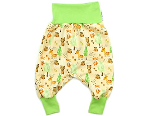 Kleine Könige Pumphose Baby Jungen Hose · Modell Waldtiere In The Wood beige, Lemon · Ökotex 100 Zertifiziert · Größe 110/116 von Kleine Könige