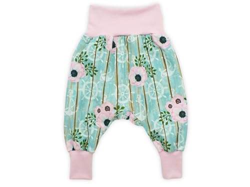 Kleine Könige Pumphose Baby Mädchen Hose · Modell Anker Rosen Bloomy Anchor, zartrosa · Ökotex 100 Zertifiziert · Größe 62/68 von Kleine Könige
