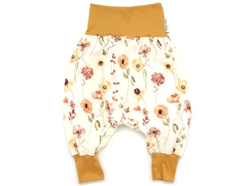 Kleine Könige Pumphose Baby Mädchen Hose · Modell Blumen Gräser Wild Flowers, Camel · Ökotex 100 Zertifiziert · Größe 110/116 von Kleine Könige