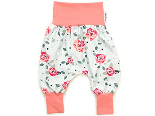 Kleine Könige Pumphose Baby Mädchen Hose · Modell Blumen Rosen Oliv, apricot · Ökotex 100 Zertifiziert · Größe 98/104 von Kleine Könige