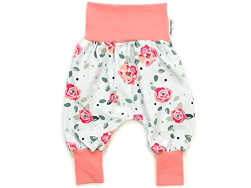 Kleine Könige Pumphose Baby Mädchen Hose · Modell Blumen Rosen Oliv, apricot · Ökotex 100 Zertifiziert · Größe 98/104 von Kleine Könige