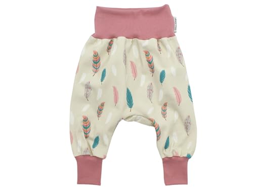 Kleine Könige Pumphose Baby Mädchen Hose · Modell Bunte Federn beige, Beere · Ökotex 100 Zertifiziert · Größe 74/80 von Kleine Könige