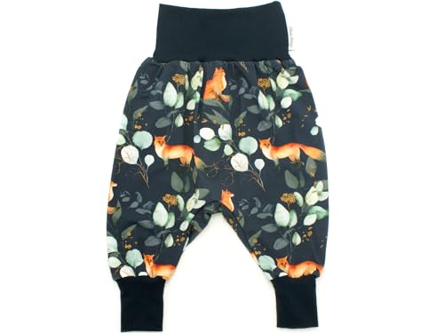 Kleine Könige Pumphose Baby Mädchen Hose · Modell Fuchs Eukalyptus Foxlove grau, anthrazit · Ökotex 100 Zertifiziert · Größe 86/92 von Kleine Könige