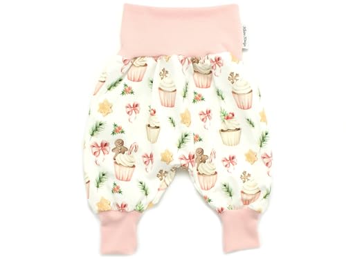 Kleine Könige Pumphose Baby Mädchen Hose · Modell Kuchen Cupcake weiß, Altrosa · Ökotex 100 Zertifiziert · Größe 86/92 von Kleine Könige