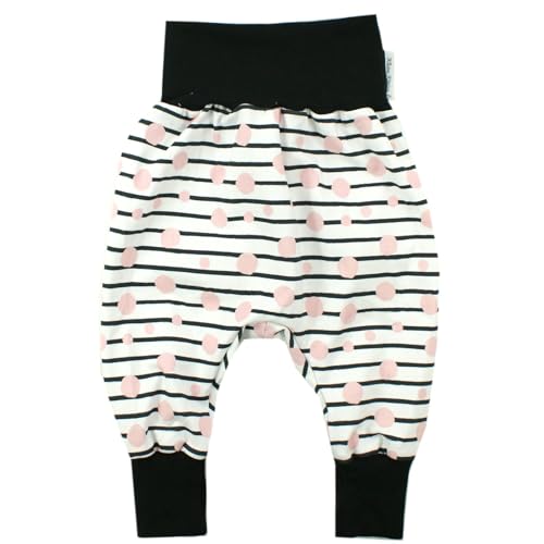 Kleine Könige Pumphose Baby Mädchen Hose · Modell Punkte Streifen Babydots rosa, schwarz · Ökotex 100 Zertifiziert · Größe 62/68 von Kleine Könige