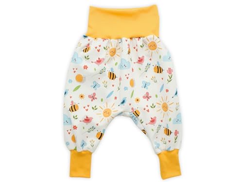 Kleine Könige Pumphose Baby Mädchen Hose · Modell Sommer Biene Vögel Sommerparadies weiß, gelb · Ökotex 100 Zertifiziert · Größe 86/92 von Kleine Könige