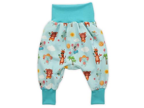 Kleine Könige Pumphose Baby Mädchen Hose · Modell Sommer Tiere Strand Beachparty blau, türkis hell · Ökotex 100 Zertifiziert · Größe 74/80 von Kleine Könige
