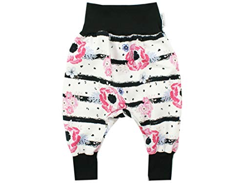 Kleine Könige Pumphose Baby Mädchen Hose · Modell Blume Pink Poppy, schwarz · Ökotex 100 Zertifiziert · Größe 110/116 von Kleine Könige