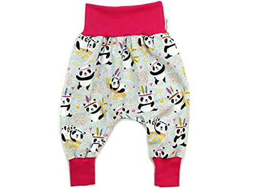 Kleine Könige Pumphose Baby Mädchen Hose · Modell Boho Panda grau, pink · Ökotex 100 Zertifiziert · Größe 50/56 von Kleine Könige