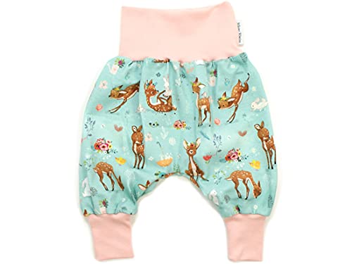 Kleine Könige Pumphose Baby Mädchen Hose · Modell REH Hase Best Friends Mint, Altrosa · Ökotex 100 Zertifiziert · Größe 110/116 von Kleine Könige