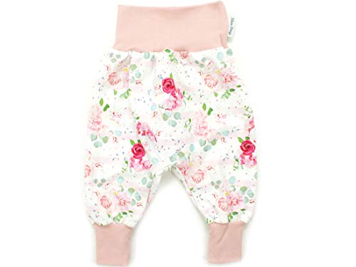 Kleine Könige Pumphose Baby Mädchen Hose · Modell Rose Pastel Flowers, Altrosa · Ökotex 100 Zertifiziert · Größe 86/92 von Kleine Könige