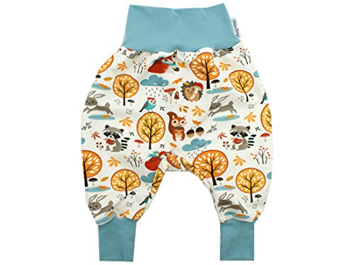 Kleine Könige Pumphose Baby Sweathose Jungen · Modell Waldtiere Cozy Forest, Rauchblau · Ökotex 100 Zertifiziert · Größe 86/92 von Kleine Könige