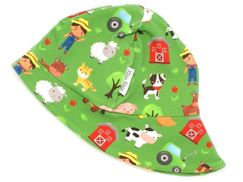 Kleine Könige Sonnenhut Sommer Mütze Baby Jungen · Modell Bauernhof Happy Farm grün · Ökotex 100 Zertifiziert · Größe 98/104 von Kleine Könige