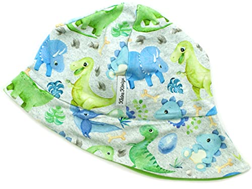 Kleine Könige Sonnenhut Sommer Mütze Baby Jungen · Modell Dinosaurier Little Dino hellgrau, Lemon · Ökotex 100 Zertifiziert · Größe 122/128 von Kleine Könige