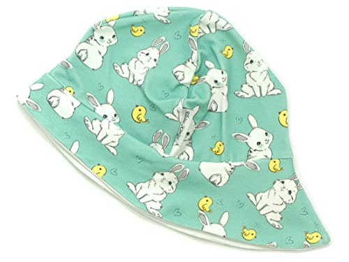 Kleine Könige Sonnenhut Sommer Mütze Baby Jungen · Modell Küken Häschen Kleiner Hase Mint, weiß · Ökotex 100 Zertifiziert · Größe 122/128 von Kleine Könige