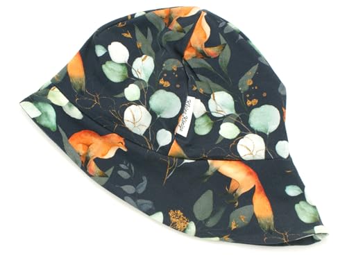 Kleine Könige Sonnenhut Sommer Mütze Baby Mädchen · Modell Eukalyptus Fuchs Foxlove grau · Ökotex 100 Zertifiziert · Größe 122/128 von Kleine Könige