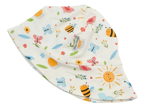 Kleine Könige Sonnenhut Sommer Mütze Baby Mädchen · Modell Sommer Biene Vögel Sommerparadies weiß · Ökotex 100 Zertifiziert · Größe 98/104 von Kleine Könige