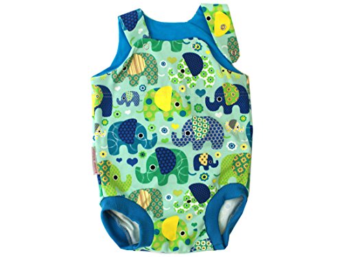 Kleine Könige Strampler Sommer Baby Body Jungen · Modell Elefant Elefantenparty türkis, petrol · Ökotex 100 zertifiziert · Größe 50/56 von Kleine Könige