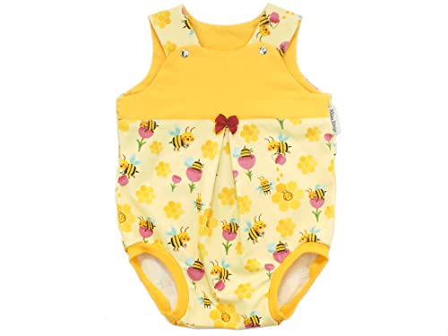 Kleine Könige Strampler Sommer Baby Body Mädchen · Modell Honig Biene Honey Bee geteilt, gelb · Ökotex 100 zertifiziert · Größe 62/68 von Kleine Könige