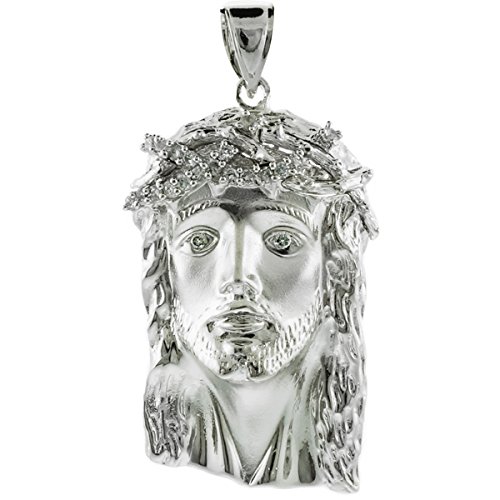 925 Sterling Silber Antlitz Jesu Anhänger Halskette mit zirkonia (Large) (Kommt mit Eine 45 cm Kette) von Kleine Schätze