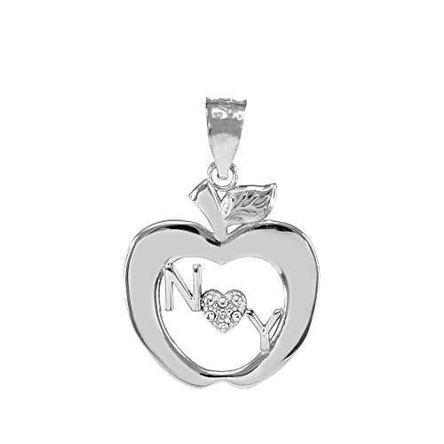 925 Sterling Silber New York Big Apfel Zirkonia Damen Anhänger von Kleine Schätze