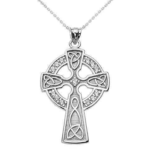 Damen Anhänger Halskette 925 Sterling Silber Zirkonia Trinität Knoten Keltisch Kreuz (Kommt mit einem 45cm Kette) von Kleine Schätze