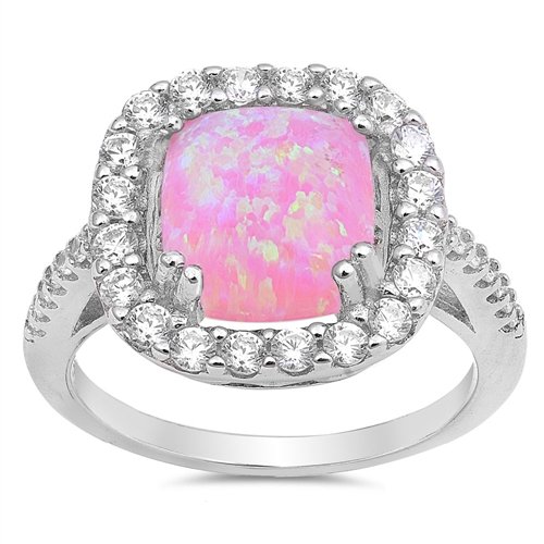 Damen Ring 925 Sterling Silber Rosa Opal Zirkonia von Kleine Schätze