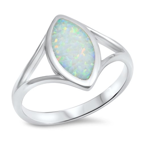 Damen Ring 925 Sterling Silber Weiß Opal von Kleine Schätze