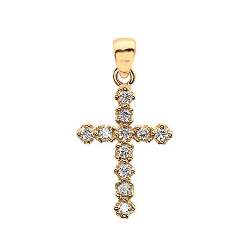 Hoch Poliert Reversible Diamant Kreuz Elegant 14 Karat Gelbgold Damen Anhänger Halskette (Kommt mit eine 45 cm kette) von Kleine Schätze